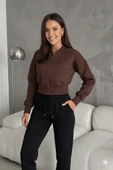 Kadın Fermuarlı Fit Cropped Sweatshirt – Sportif & Şehirli Stil thumbnail 3