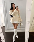 Dalgıç ve Jessica Kumaş Fermuarlı Gloplu kemerli Elbise thumbnail 2