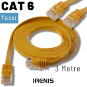 IRENIS 3 Metre CAT6 Kablo Yassı Ethernet Network Lan Ağ İnternet Kablosu thumbnail 5