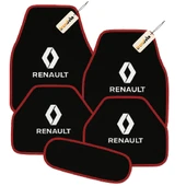 Siyah Kırmızı Renk Renault Uyumlu 5’li Halı Paspas Takımı  Kaymaz Tabanlı, Yıkanabilir Oto Paspas Seti - 1