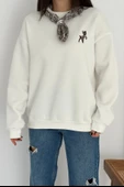Kadın Dekoratif Yakalı Likralı Sweatshirt – Konforlu & Karakterli Stil - 10