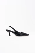 Angelica Kadın Siyah Kırışık Rugan Topuklu Ayakkabı thumbnail 1