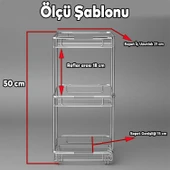 Banyo Duş Köşe Rafı Üç Katlı Kare Şampuanlık Krom Paslanmaz Metal Düzenleyici Raf Sistemi 50 cm thumbnail 3