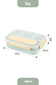 İronika Kaşık Çatallı Lunch Box Sızdırmaz Contalı Kapaklı 4 Bölmeli Beslenme Kabı - Yeşil thumbnail 4