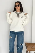 Kadın Dekoratif Yakalı Likralı Sweatshirt – Konforlu & Karakterli Stil - 12