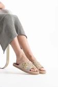 Dennis Kadın Bej Taş İşlemeli Terlik thumbnail 5