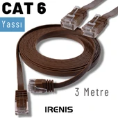 IRENIS 3 Metre CAT6 Kablo Yassı Ethernet Network Lan Ağ İnternet Kablosu thumbnail 9