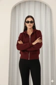 Kadın Fermuarlı Kapşonlu Beyaz Bol Crop Sweatshirt thumbnail 8