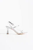 Monya Kadın Gümüş Topuklu Sandalet - 1