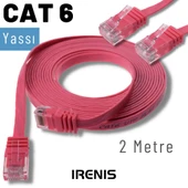 IRENIS 2 Metre CAT6 Kablo Yassı Ethernet Network Lan Ağ İnternet Kablosu thumbnail 3
