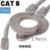IRENIS 2 Metre CAT6 Kablo Yassı Ethernet Network Lan Ağ İnternet Kablosu thumbnail 6
