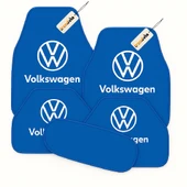 Mavi Renk Volkswagen Logolu Oto Halı Paspas Takımı 5 Parça, Araca Uyumlu, Dayanıklı ve Estetik - 1