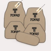 Bej Renk Tofaş Logolu 5 Parça Halı Oto Paspas Seti  Kaymaz, Su Geçirmez ve Şık Tasarımlı Araç Halı Paspası - 1