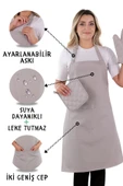 Simple 3lü Set Ayar Askılı Mutfak Önlüğü Seti (ELDİVEN, TUTACAK) - 1