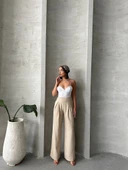 Pileli keten pantolon s255046 - 3