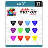 Rich Artx Sketch Marker 12'li Çift Uçlu Alkol Bazlı Markör Kalem Seti / 18046 thumbnail 3