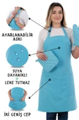 Simple 3lü Set Ayar Askılı Mutfak Önlüğü Seti (ELDİVEN, TUTACAK) - 9