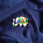 Taşlı Rodyum Kaplama Fil Broş thumbnail 2