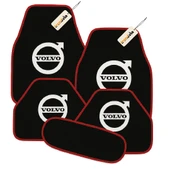 Siyah Kırmızı Renk Volvo Logolu 5 Parça Oto Halı Paspas Seti  Dayanıklı, Kolay Temizlenir, Tüm Havalara Uygun - 1