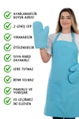 Simple 3lü Set Ayar Askılı Cepli Mutfak Önlüğü Seti (2 ELDİVEN) Şef Garson Kafe Aşçı Barista - 10