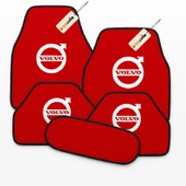 Kırmızı Renk Volvo Logolu 5 Parça Oto Halı Paspas Seti Dayanıklı, Kolay Temizlenir, Tüm Havalara Uygun - 1
