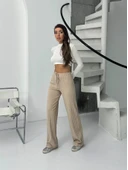 Fitilli şardonlu pantolon bej a4058 - 2