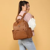 Kitty Deri Anne Bebek Bakım Sırt Çantası 7271 Taba thumbnail 5