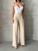 Pileli keten pantolon s255046 - 1