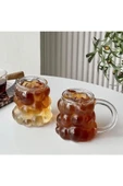 3 Adet Büyük Boy Kulplu Cam Kupa Üzüm Tasarımlı Borosilikat Cam Nescafe, Latte, Meşrubat Bardağı - 4