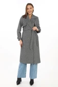Balık Sırtı Kaşmir Uzun Kaşe Kaban - Boyalı Gri thumbnail 3