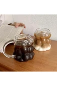 3 Adet Büyük Boy Kulplu Cam Kupa Üzüm Tasarımlı Borosilikat Cam Nescafe, Latte, Meşrubat Bardağı - 2