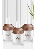 3 Parça Cam Yağlık Cam Tuzluk Cam Baharatlık 212 ML Mutfak Seti 7x14 Cm - 3