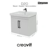 D20 65 Cm Kapaklı Lavabo Dolabı Beyaz Lake thumbnail 1