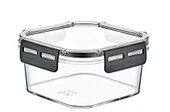 Clear Kare Erzak Kabı - Silikonlu ve Kilitli Kapaklı Saklama Kabı 400 ML 12 x 6,5 Cm - 4