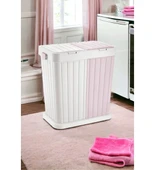 2 Bölmeli Dokumatik Kapaklı Mai Twins Temiz Kirli Çamaşır Sepeti 40+40 Litre - 4