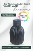 Kendinden Desenli Dar Ağızlı Plastik Vazo - Çok Amaçlı Kalemlik Fırçalık Vazo 12,5 x 8,5 Cm - 2