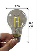 (2 Adet) Heka 6W (51W) 6500K (Beyaz Işık) E27 Duylu (Kalın Duy) Led Şeffaf Ampul thumbnail 3
