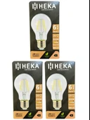 (3 Adet) Heka 6W (51W) 6500K (Beyaz Işık) E27 Duylu (Kalın Duy) Led Şeffaf Ampul thumbnail 1