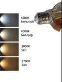 (4 Adet) Heka 6W (51W) 6500K (Beyaz Işık) E27 Duylu (Kalın Duy) Led Şeffaf Ampul thumbnail 5