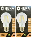 (2 Adet) Heka 6W (51W) 6500K (Beyaz Işık) E27 Duylu (Kalın Duy) Led Şeffaf Ampul thumbnail 1
