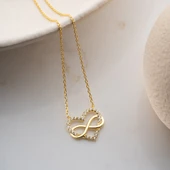 925 Ayar Gümüş Taşlı Sonsuzluk ve Kalp Kolye thumbnail 4