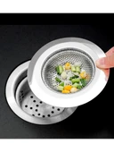 1 Adet Pratik Paslanmaz Çelik Lavabo Süzgeci 9 cm Çelik Mutfak Lavabo Süzgeci Evye Süzgeç - 6