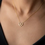 925 Ayar Gümüş Taşlı Sonsuzluk ve Kalp Kolye thumbnail 5