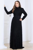 Lina Tesettür Abiye Elbise Siyah thumbnail 3