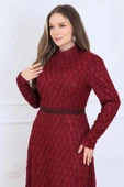 Lina Tesettür Abiye Elbise Bordo thumbnail 2