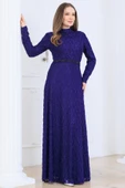 Lina Tesettür Abiye Elbise Mor thumbnail 1