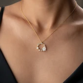 925 Ayar Gümüş Sedef Taşlı İncili Kolye thumbnail 2