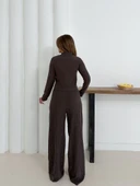 Balıkçı yaka örme takım kahve - 5