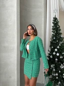 Ceketli etek takım chl kumaş yeşil h24443 - 6