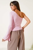 Tek Omuzlu Basic Bluz Pembe - 3